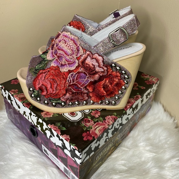 Jeffrey Campbell Cadbury Glitter Red Floral Sandal - Picture 3 of 11